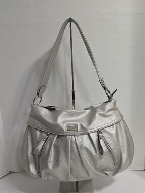 ELLE Silver Metallic Hobo  Shoulder Bag *EUC*